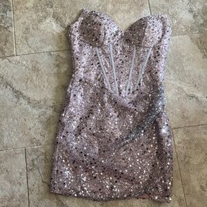 Portia and Scarlett Sequin Strapless Bustier Mini Dress size 2 homecoming/prom